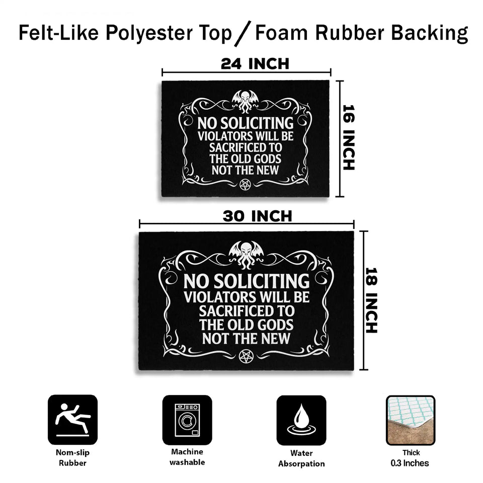 Gothic No Soliciting Doormat – Old Gods Warning Welcome Mat