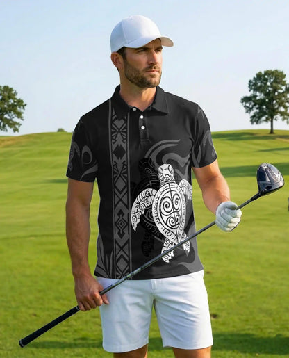 Polynesian Turtle Polo Shirt – Tribal Sea Turtle Hawaiian Style | Azhobbyshop
