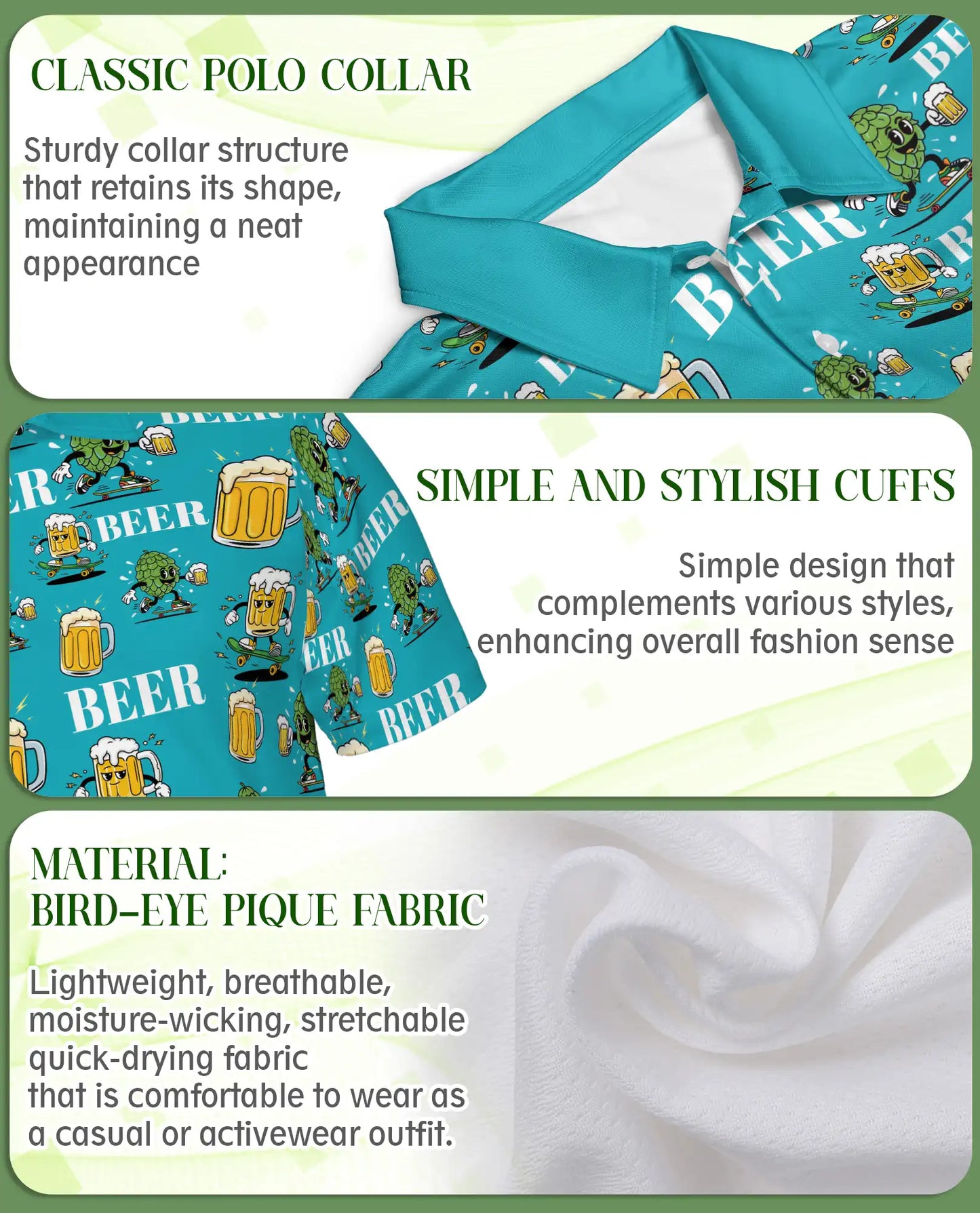 Funny Beer 3D Polo Shirt for Men – Skateboard Hop Party Design | Azhobbyshop
