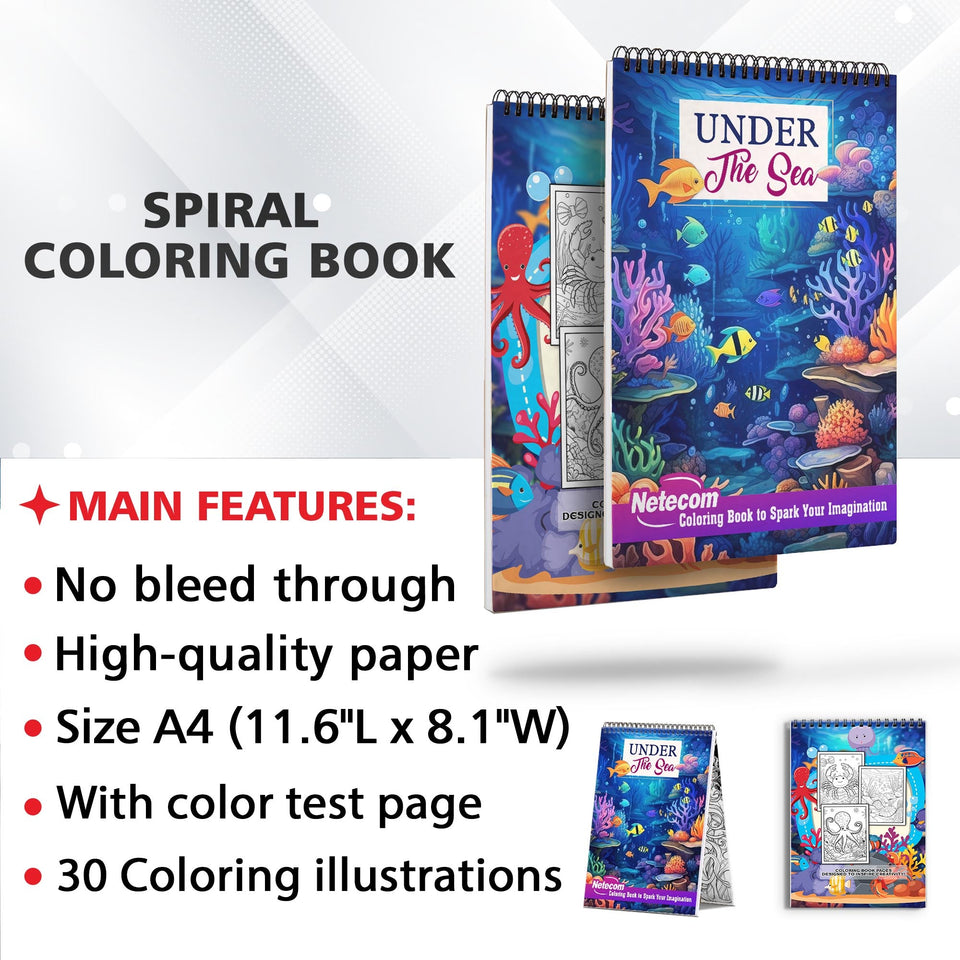 Under The Sea Spiral Bound Coloring Book, Dive into 30 Enchanting Coloring Pages, Exploring the Beauty and Mysteries Under the Sea