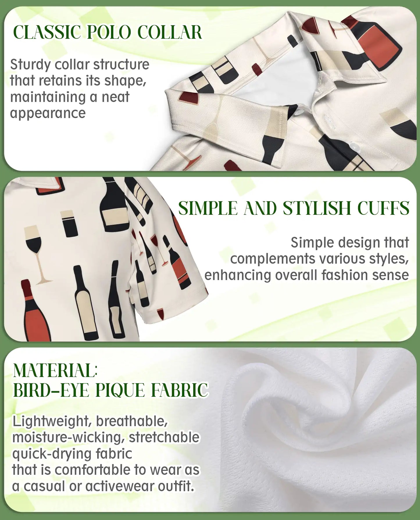 Wine Bottle Pattern Polo Shirt | Azhobbyshop