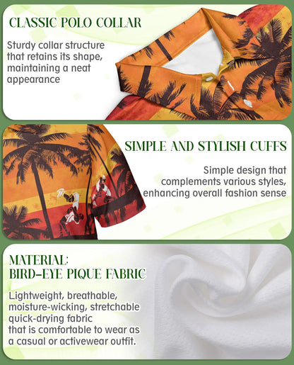Wrestling Hawaiian 3D Polo Shirt for Men – Sunset Tropical Beach Style | Azhobbyshop