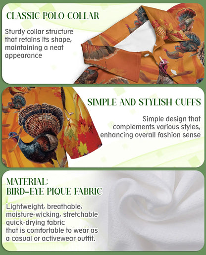 Turkey Thanksgiving Polo Shirt – Fall Harvest Autumn 3D Graphic | Azhobbyshop