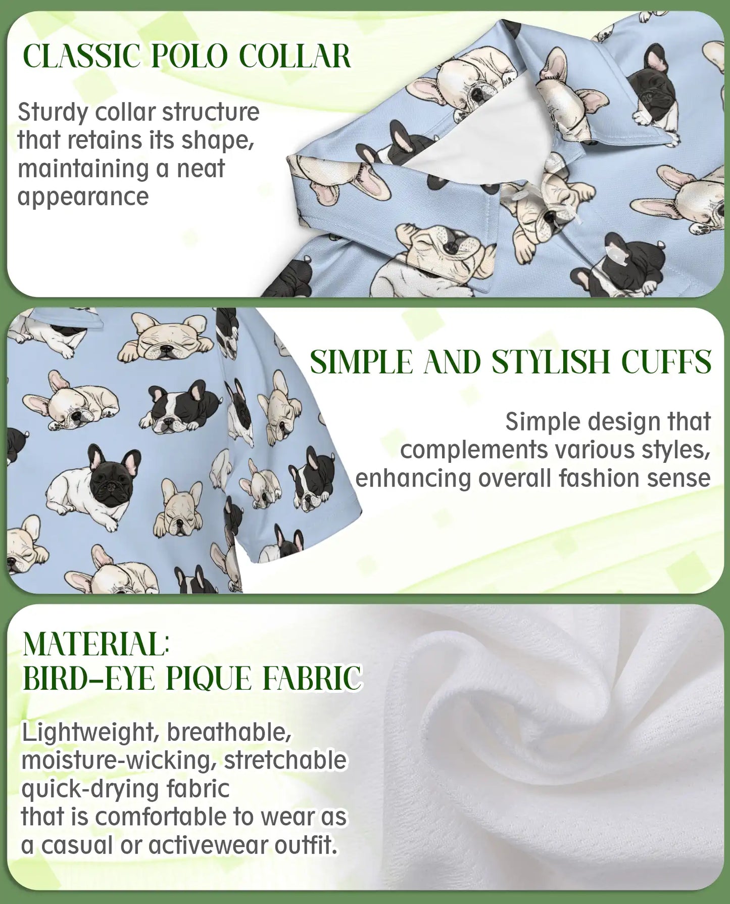 Lazy French Bulldog Pattern Polo Shirt | Azhobbyshop