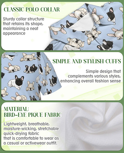 Lazy French Bulldog Pattern Polo Shirt | Azhobbyshop