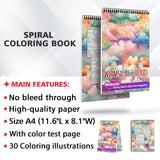 Whimsical Cloud Spiral Bound Coloring Book, Experience 30 Coloring Pages Filled with Tranquil Cloud Patterns and Fluffy Forms