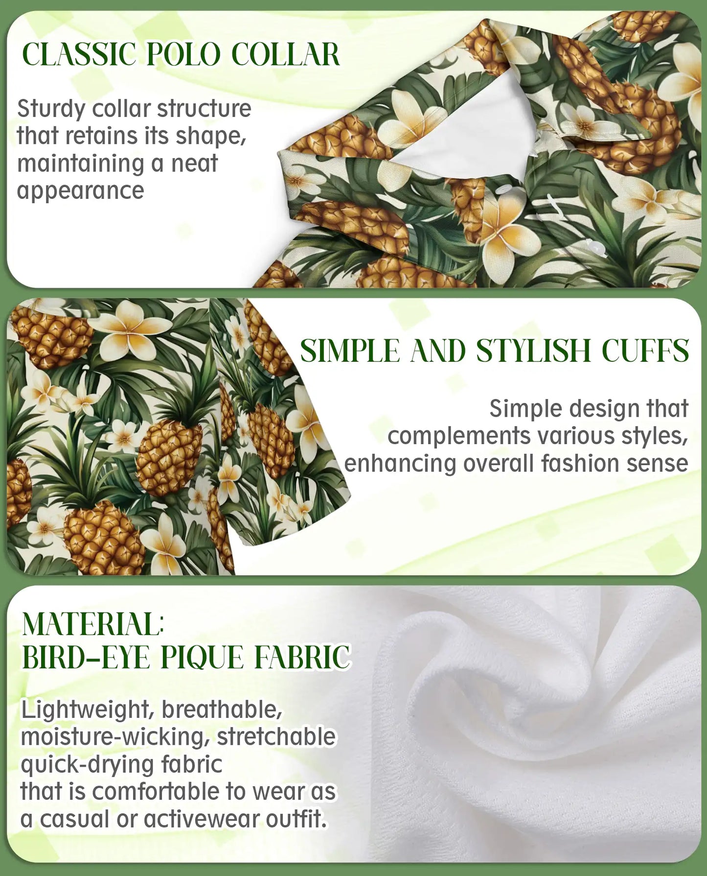 Pineapple Gold Tropical Floral Polo Shirt | Azhobbyshop