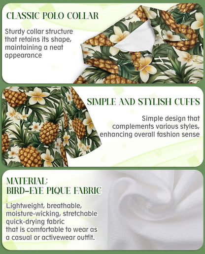 Pineapple Gold Tropical Floral Polo Shirt | Azhobbyshop