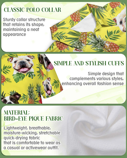 Bulldog Pineapple Tropical Hawaiian Polo Shirt | Azhobbyshop