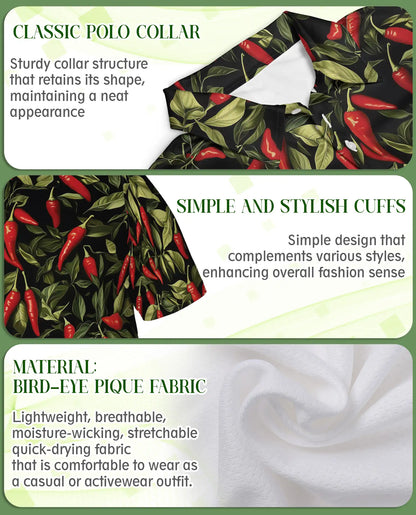 Spicy Chili Pepper 3D Polo Shirt for Men – Bold Food Lover Gift | Azhobbyshop