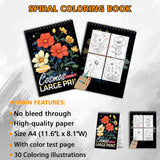 Large Print Cosmos Spiral Bound Coloring Book, Stunning Cosmos Flowers in Large Print, Perfect for a Simple and Soothing Botanical Coloring Session