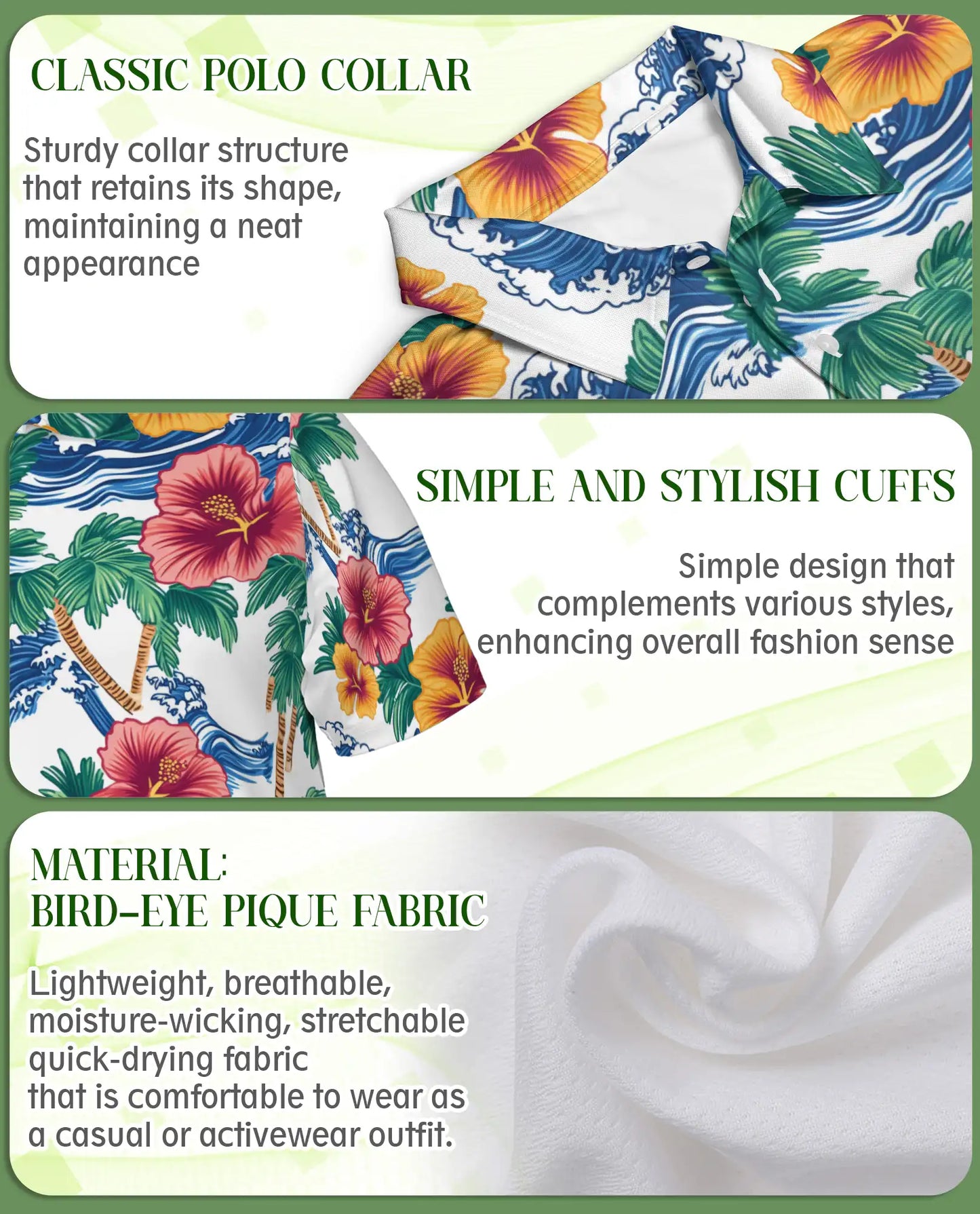 Awesome Tropical Hibiscus Polo Shirt – Ocean Waves & Palm Tree Summer Style | Azhobbyshop