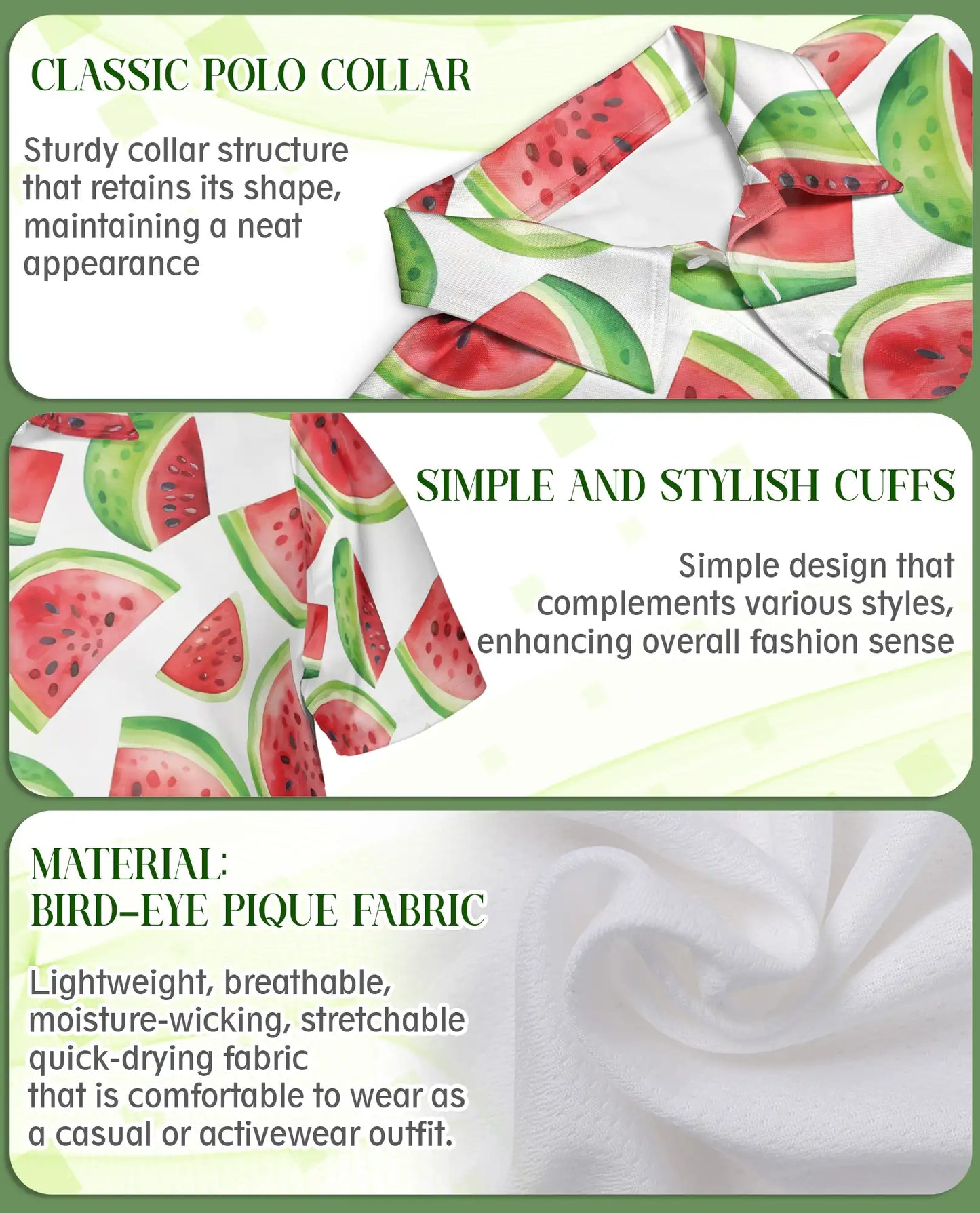 Watermelon Slice 3D Polo Shirt for Men – Fresh Summer Fruit Pattern | Azhobbyshop
