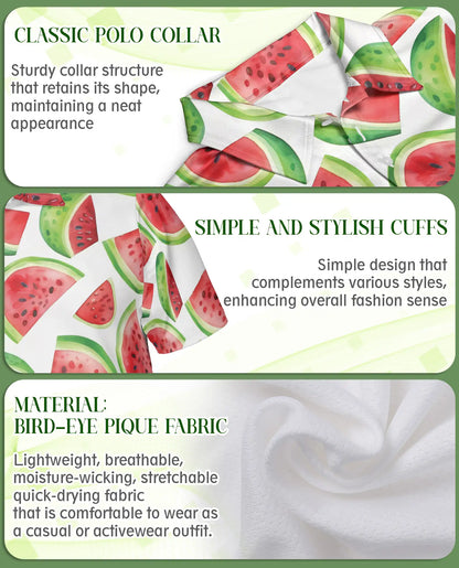 Watermelon Slice 3D Polo Shirt for Men – Fresh Summer Fruit Pattern | Azhobbyshop