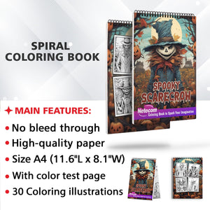 Spooky Scarecrow Spiral Bound Coloring Book, Explore the Haunting Beauty of Scarecrows and Create Your Own Spooky Masterpieces