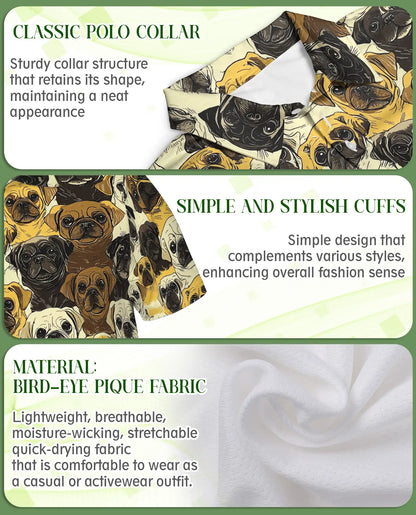 Pug Dog Pattern Polo Shirt for Pug Lovers | Azhobbyshop