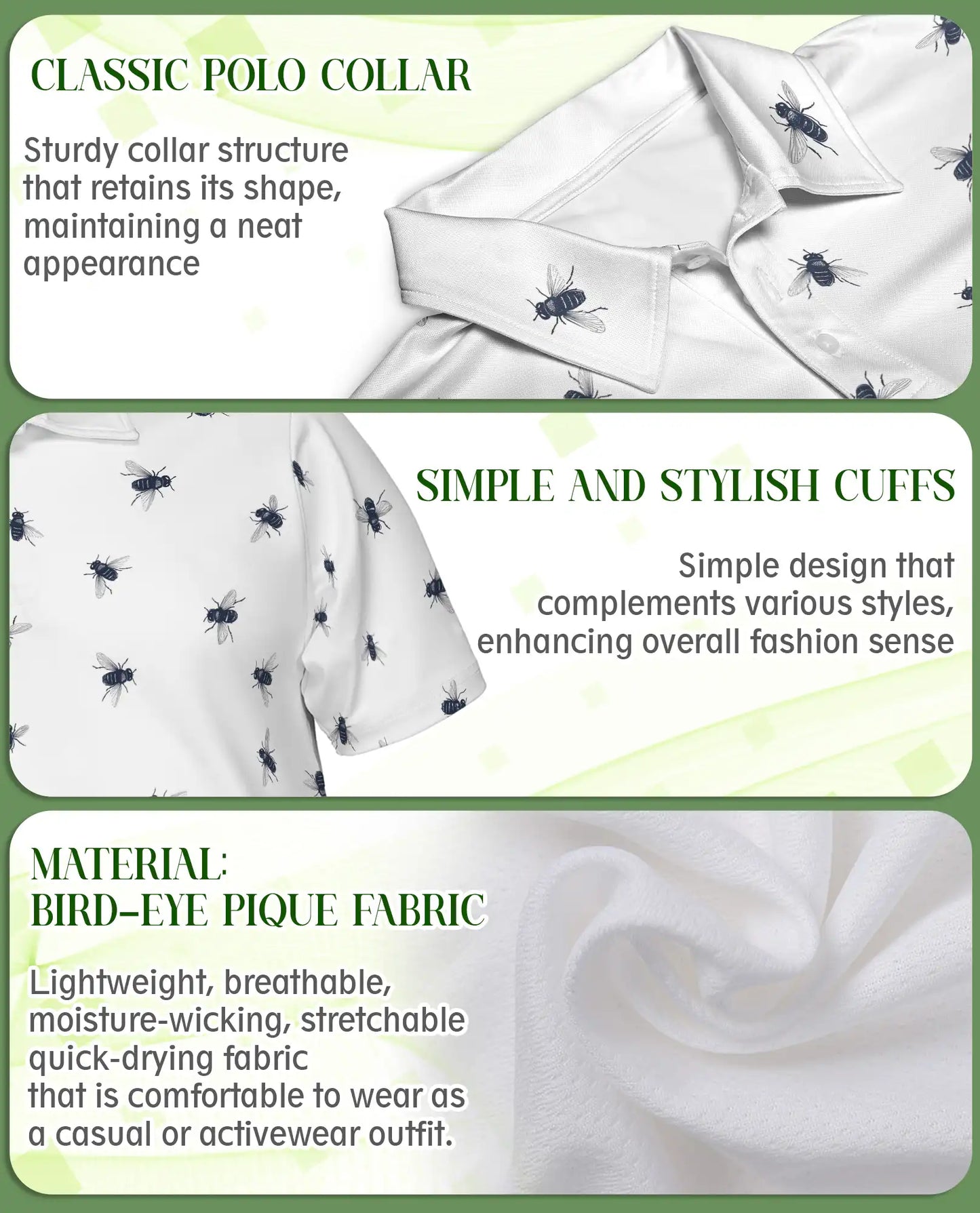 Housefly Pattern 3D Polo Shirt for Men – Funny Insect Print Casual Tee | Azhobbyshop