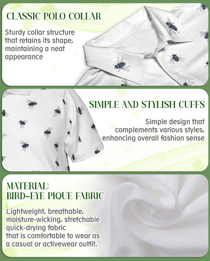 Housefly Pattern 3D Polo Shirt for Men – Funny Insect Print Casual Tee | Azhobbyshop