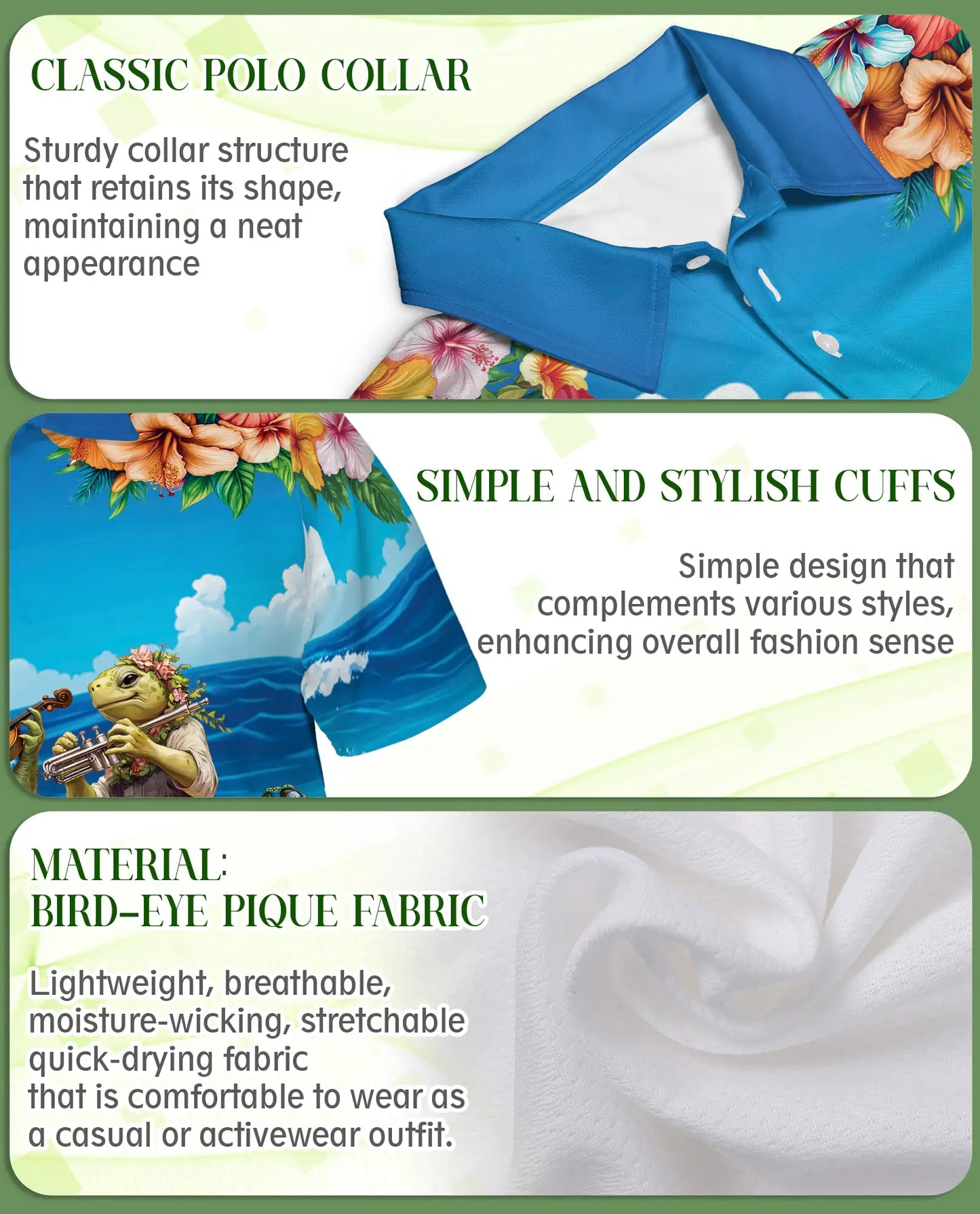 Funny Turtle Band 3D Polo Shirt for Men – Tropical Beach Party Style | Azhobbyshop