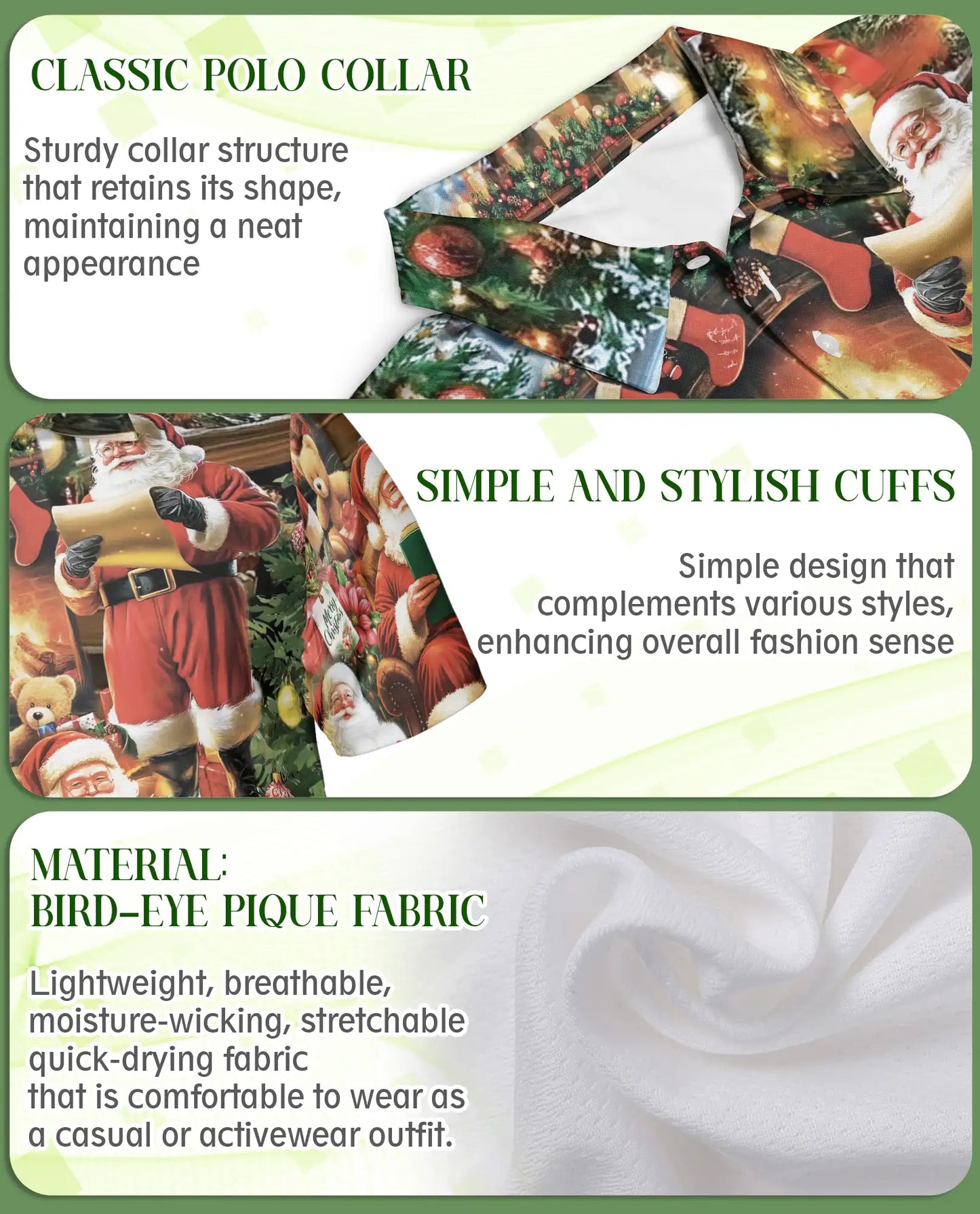 Santa Claus Christmas 3D Polo Shirt for Men – Festive Holiday Gift Style | Azhobbyshop