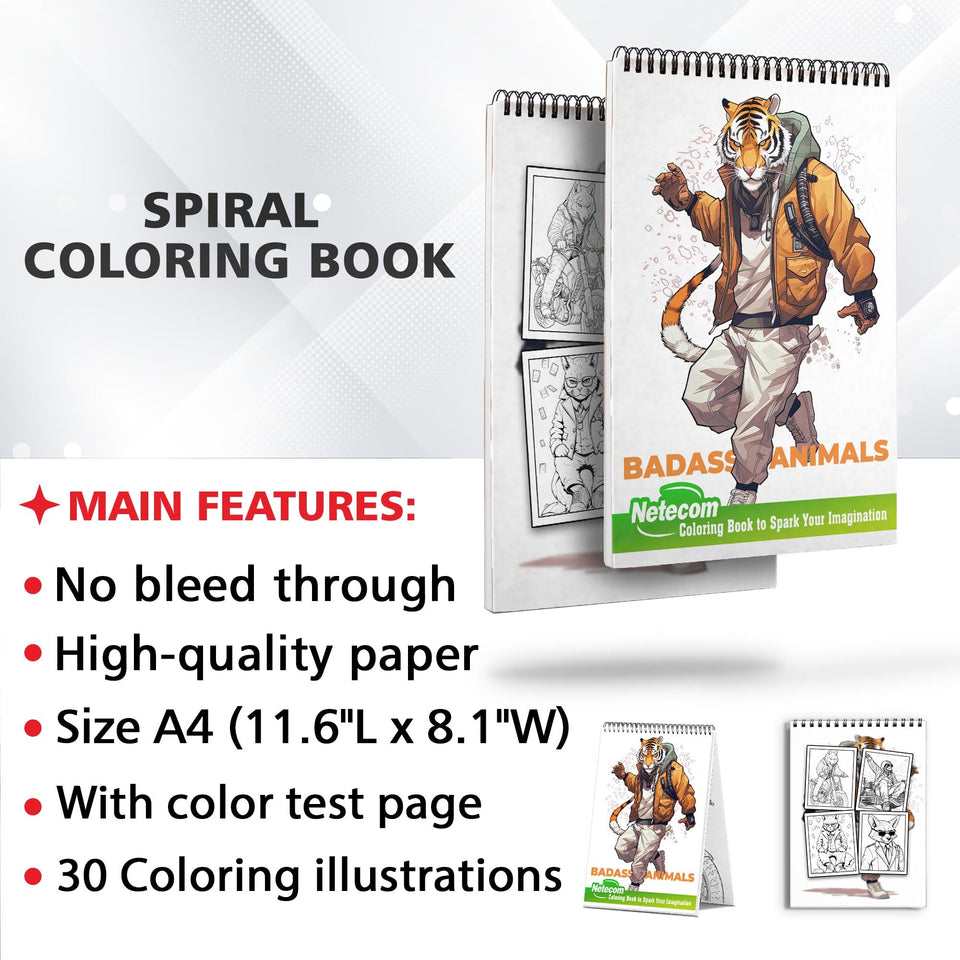 Badass Animals Spiral Bound Coloring Book: Ignite Creativity with 30 Bold and Badass Animal Illustrations for Artistic Souls