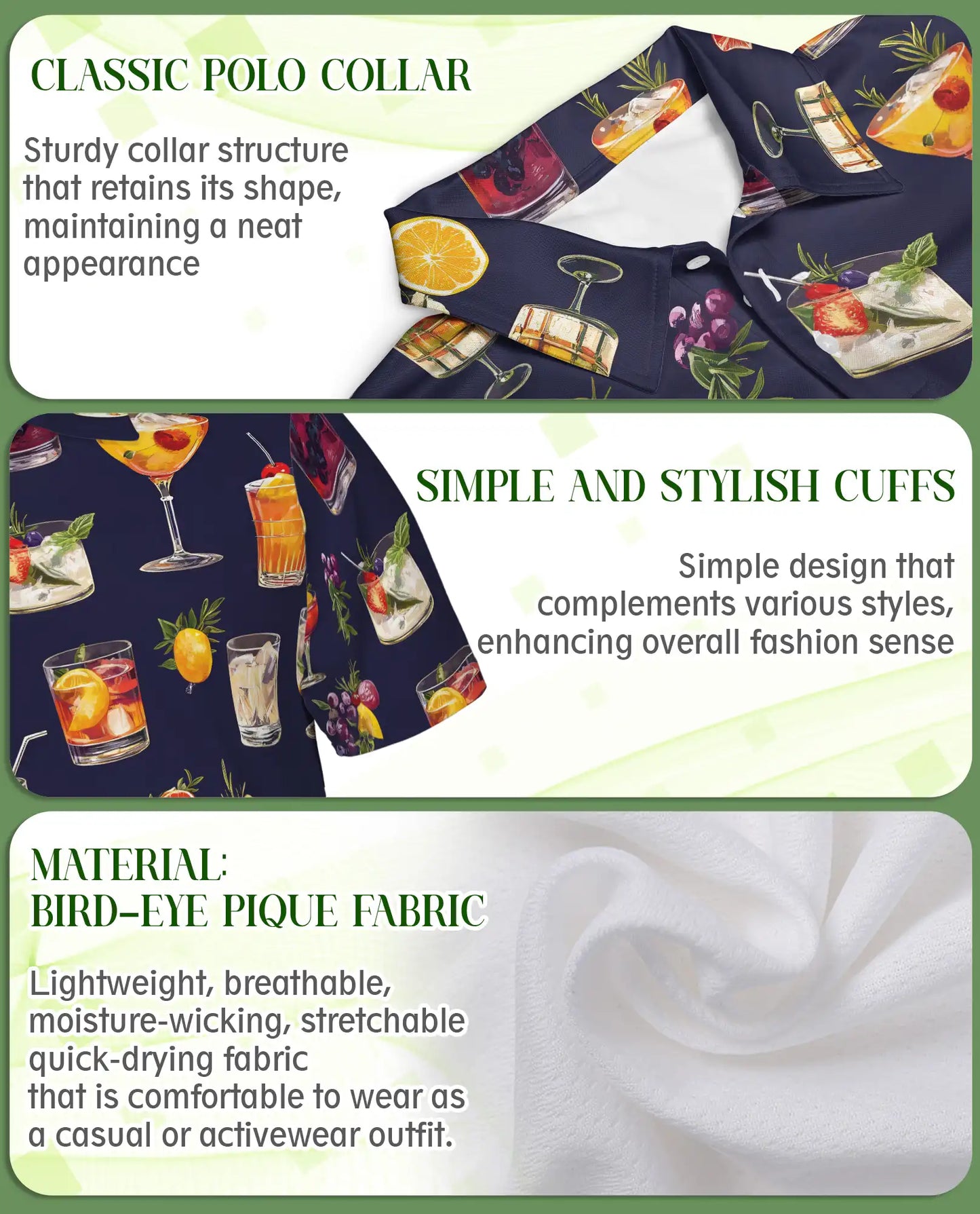 Summer Cocktails 3D Polo Shirt for Men – Tropical Drink Party Print | Azhobbyshop