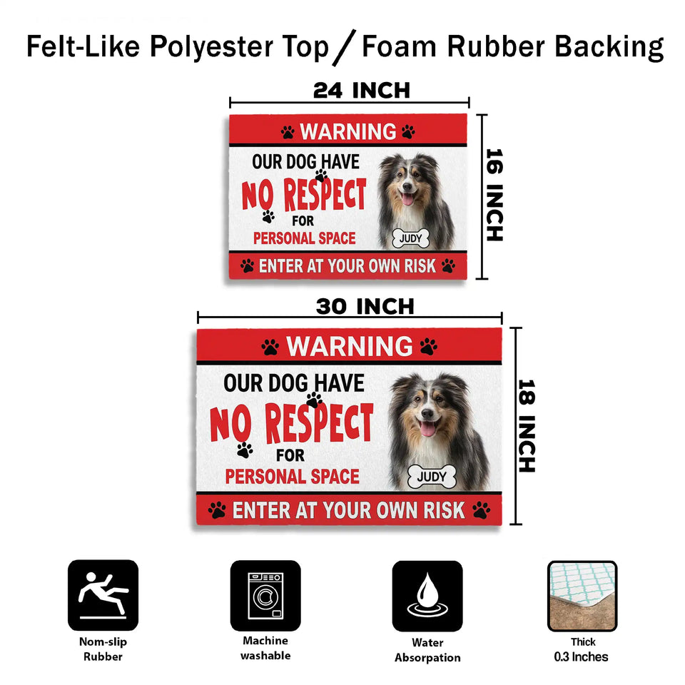 Personalized Dog Warning Doormat – Custom Pet Photo & Name Mat