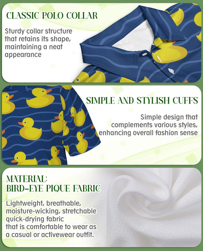Duck Pattern Polo Shirt Funny Yellow Duck Print | Azhobbyshop