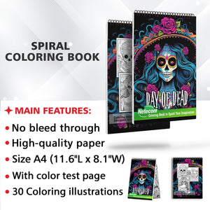 Day Of Dead Spiral Bound Coloring Book, Celebrate the Joyful Remembrance with 30 Mesmerizing Sugar Skulls Coloring Pages for Day of the Dead Art Fans to Explore the Intricate Patterns and Symbolism of Sugar Skulls