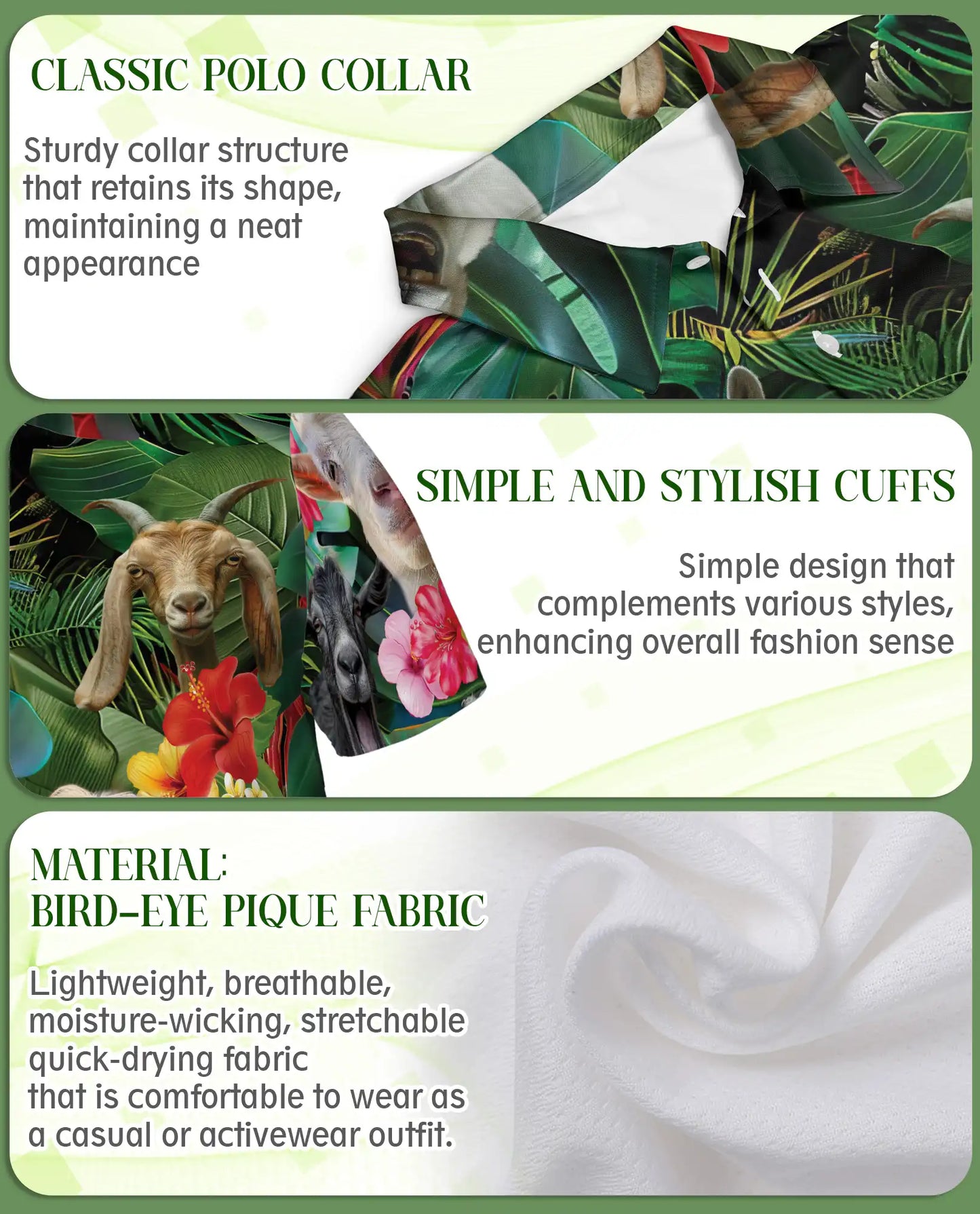 Goat Tropical Polo Shirt – Funny Farm Animal Floral Hawaiian 3D Print | Azhobbyshop