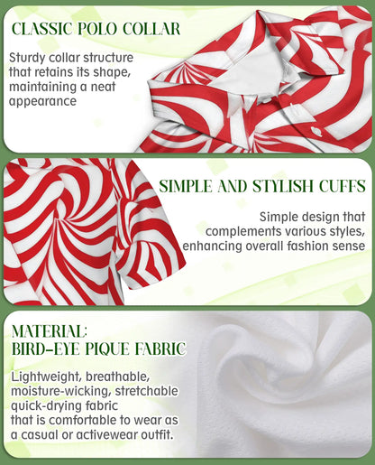 Red Swirl 3D Polo Shirt for Men – Abstract Optical Pattern Style | Azhobbyshop
