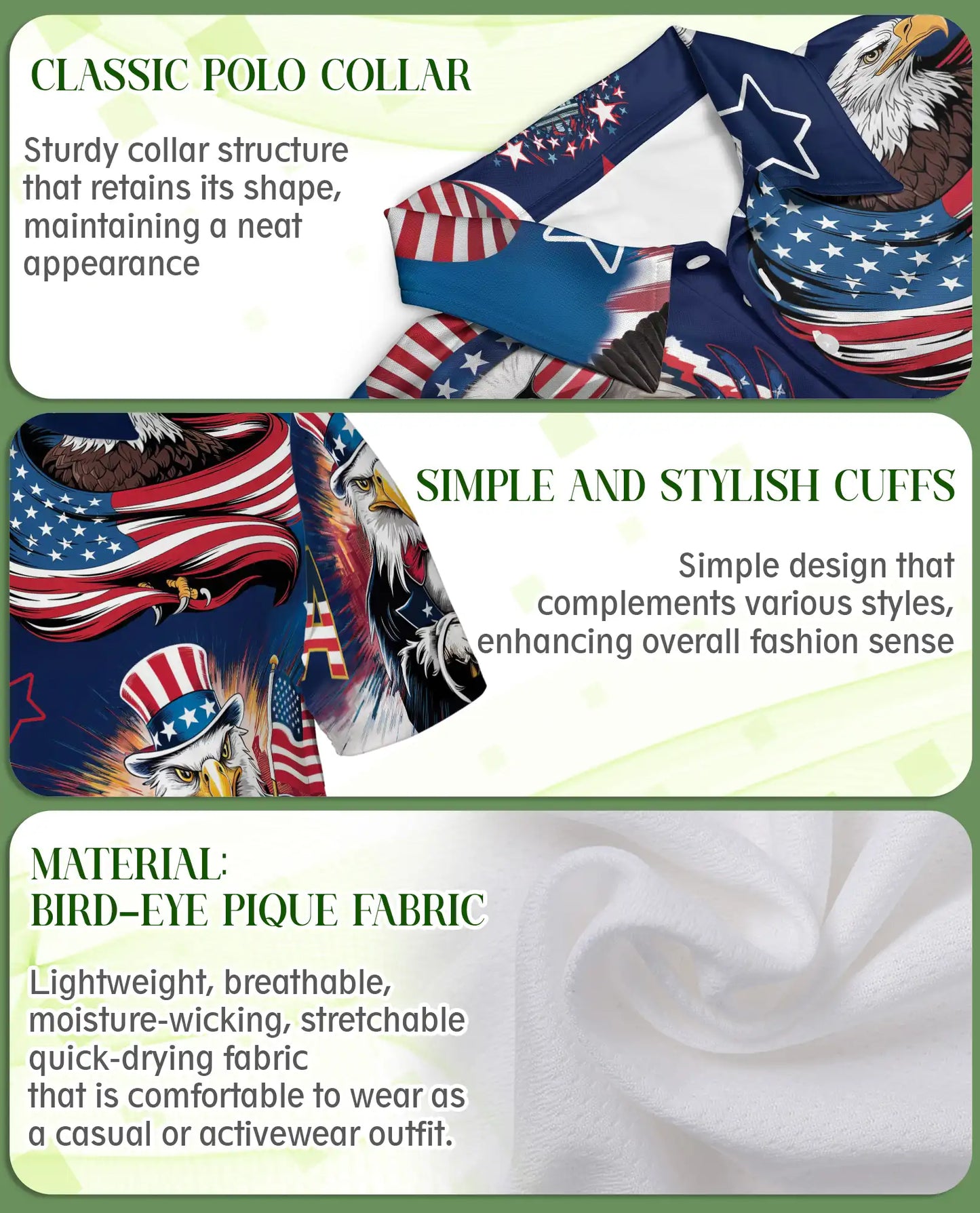 USA Eagle Patriotic Polo Shirt – American Flag Freedom Print | Azhobbyshop