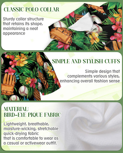 Baseball Tropical Floral Polo Shirt | Azhobbyshop