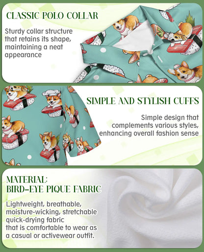 Cute Sushi Corgi Polo Shirt | Azhobbyshop