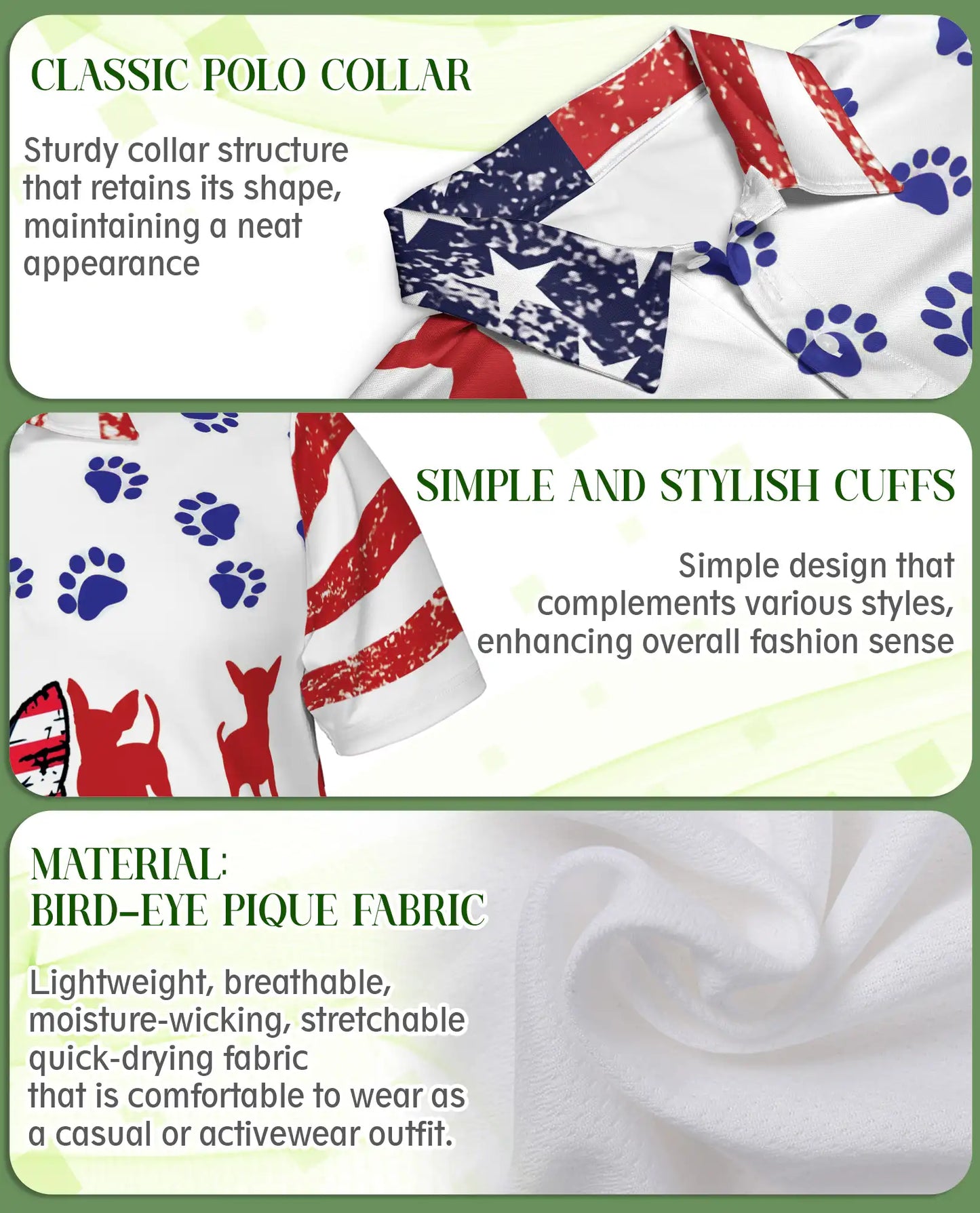 American Flag Chihuahua Polo Shirt – Patriotic Dog Paw Print | Azhobbyshop