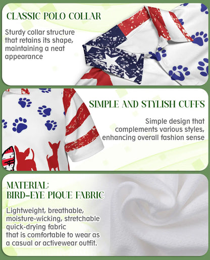 American Flag Chihuahua Polo Shirt – Patriotic Dog Paw Print | Azhobbyshop