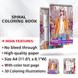 Girl Street Style Spiral Bound Coloring Book, Immerse Yourself in 30 Stylish Coloring Pages, Inviting You to Color Girls Radiating Confidence and Embracing their Fashion Choices