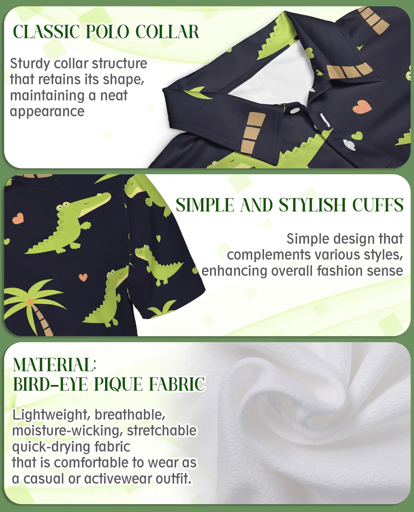 Cute Alligator Polo Shirt – Tropical Palm Tree Fun Style | Azhobbyshop