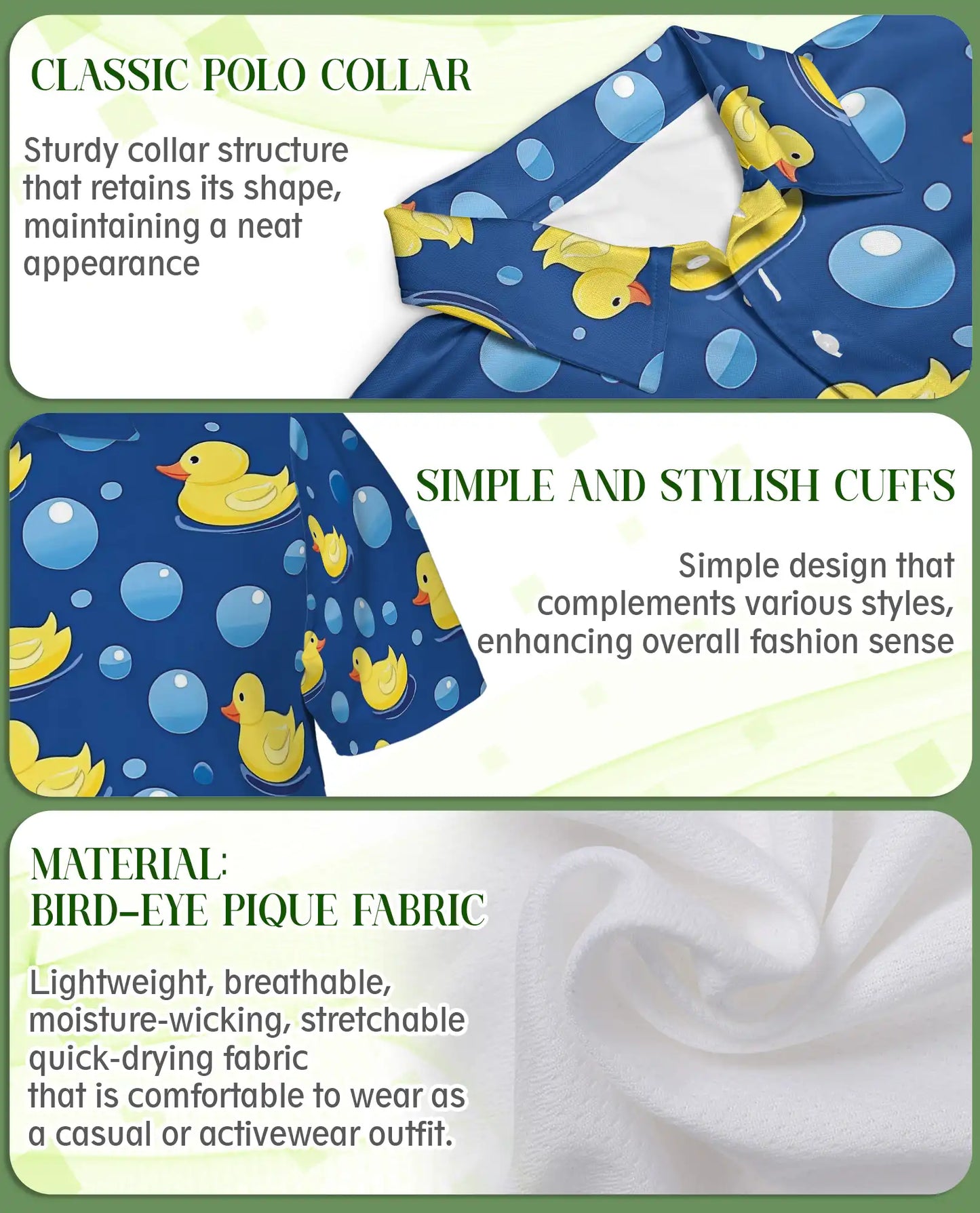 Rubber Duck Bubble 3D Polo Shirt for Men – Funny Cute Bath Style | Azhobbyshop