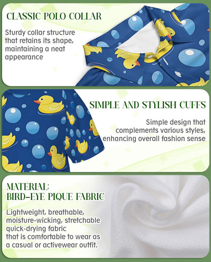 Rubber Duck Bubble 3D Polo Shirt for Men – Funny Cute Bath Style | Azhobbyshop