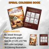 Camping Spiral Bound Coloring Book, Serene Camping Scenes for Outdoor Enthusiasts, Great for Nature Lovers Seeking a Peaceful Art Escape