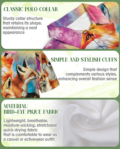 Fox Wildlife 3D Polo Shirt for Men – Colorful Forest Animal Print | Azhobbyshop