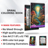 Mushroom Forest Spiral Bound Coloring Book, Delve into the Fungal Kingdom with 30 Enchanting Coloring Pages of Mushroom Forest Fantasies