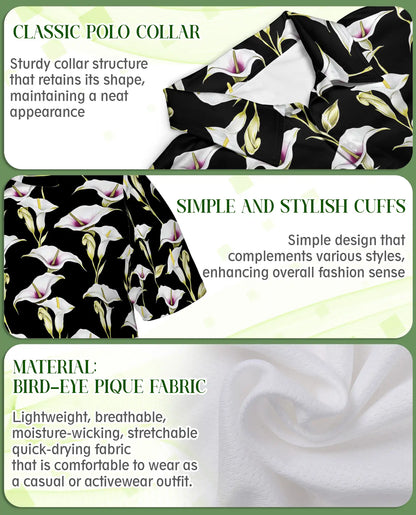 Calla Lily Floral Pattern Polo Shirt | Azhobbyshop