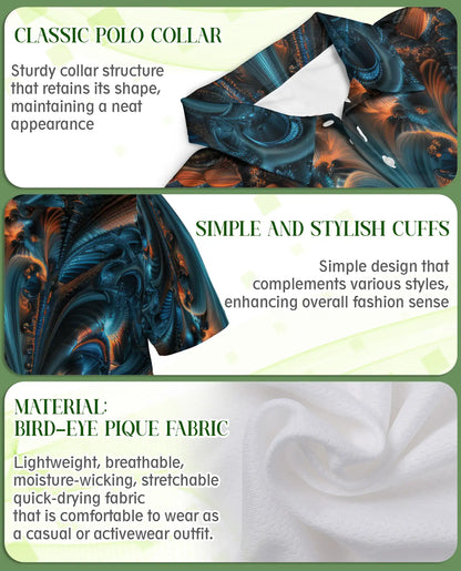 Fractal High Quality Polo Shirt – Premium Abstract Symmetry 3D Print | Azhobbyshop