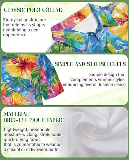 Hibiscus Seas Polo Shirt- Hawaiian Floral Tropical Style | Azhobbyshop