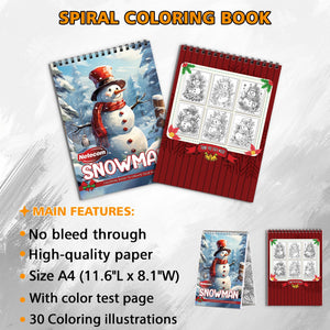 Snowman Spiral Bound Coloring Book, Cheerful Snowman Scenes for Winter Fun, Perfect for Holiday Coloring and Those Seeking Joyful Art