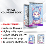 Cute Winter Spiral Bound Coloring Book, Explore 30 Intriguing Coloring Pages, Depicting Cute Winter Scenes with Adorable Animal Companions