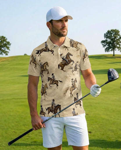 Brown Horse Western Cowboy Polo Shirt | Azhobbyshop