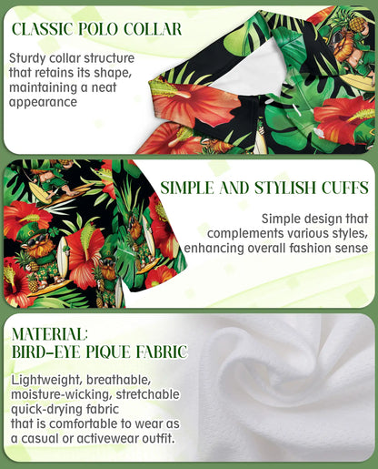 Irish Leprechaun Tropical Flower Polo Shirt | Azhobbyshop